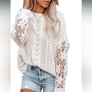 Amazon, white lace-esque sweater, size S